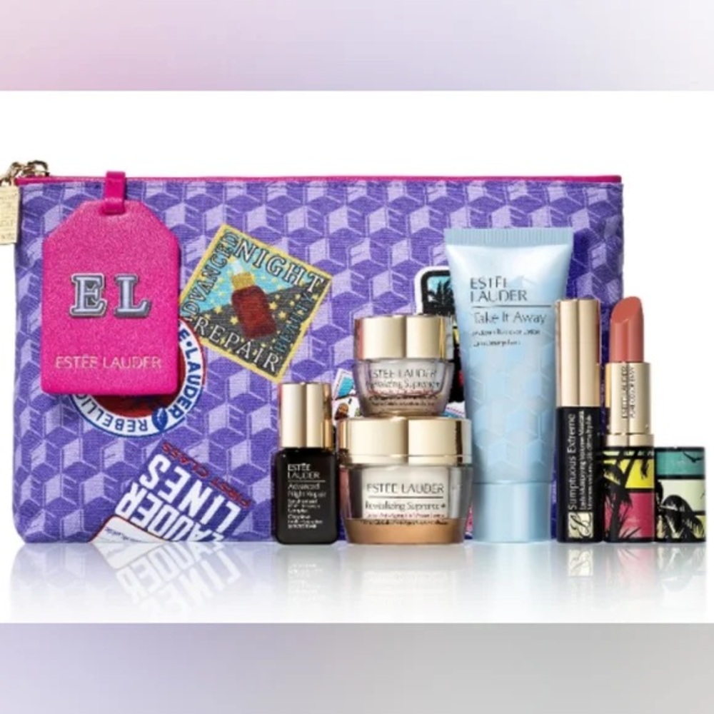 Estee Lauder Your Ticket to Beauty- Cosmetic/ Skincare Set with Makeup bag
